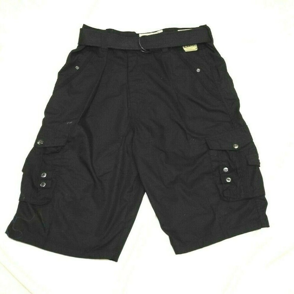 CHAMS Mens Cargo Camp Belted Shorts Black